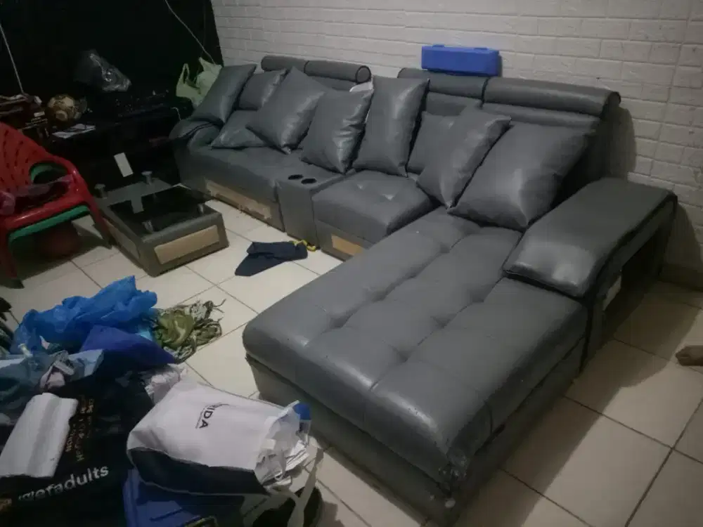 SOFA KULIT SINTETIS MODERN MINIMALIS LETTER L