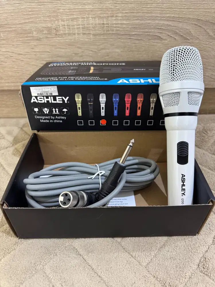 Mic Ashley i200 White Dynamic Microphone Putih Kabel Second Mulus Prel