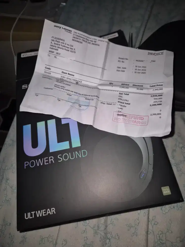Headphone Sony ULT Wear / ULT-900N Garansi Resmi Hidup, Bonus JBL
