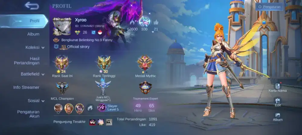 Jual akun mobile legend