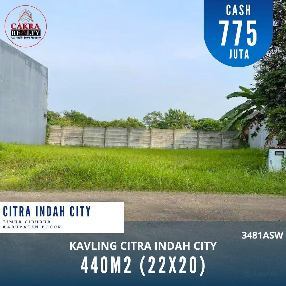 Tanah kavling luas murah siap bangun di citra indah city