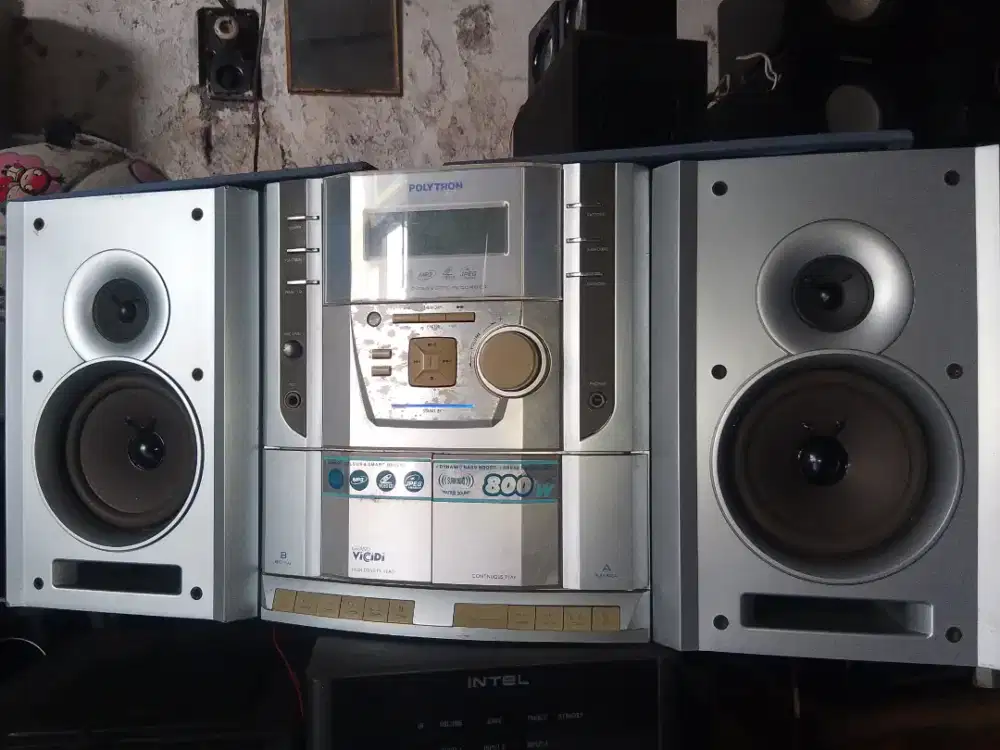 Polytron Blue Hi-fi full set, woofer 5 in, full ori, Aux ok, kaset ok