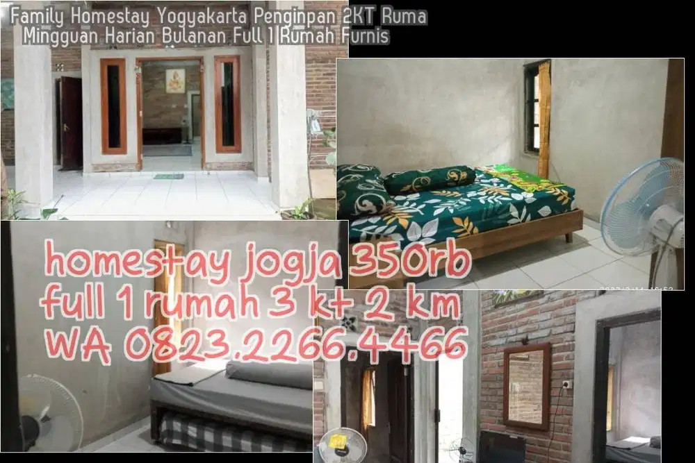 Family Homestay Yogyakarta Penginpan 2KT Ruma  Mingguan Harian Bulanan