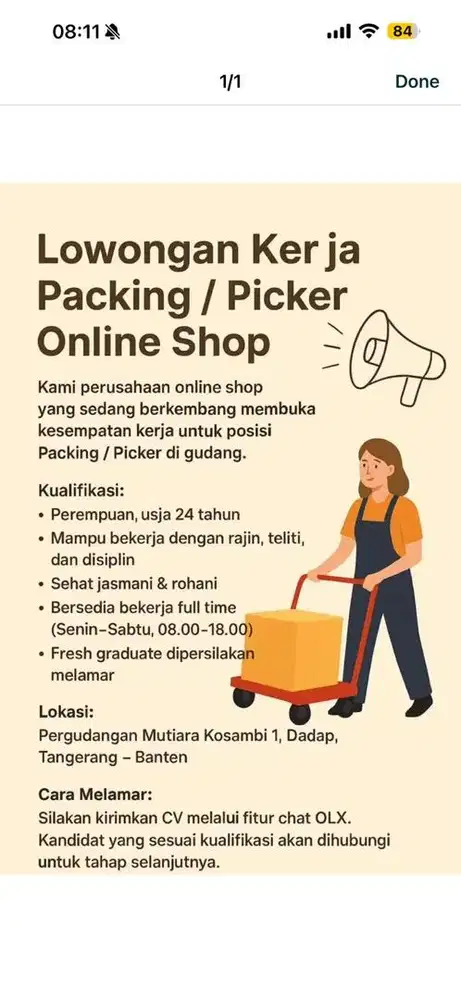 Lowongan pekerjaan packing pikcer