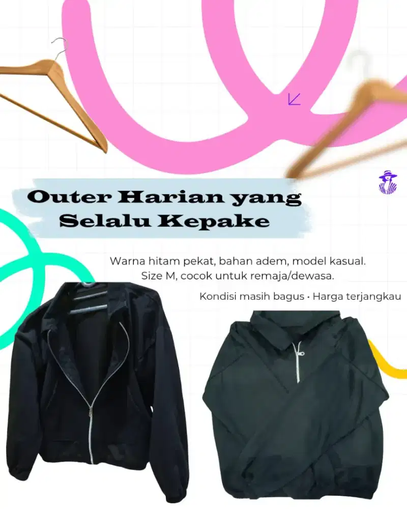 Outer Casual Hitam — Adem & Ringan