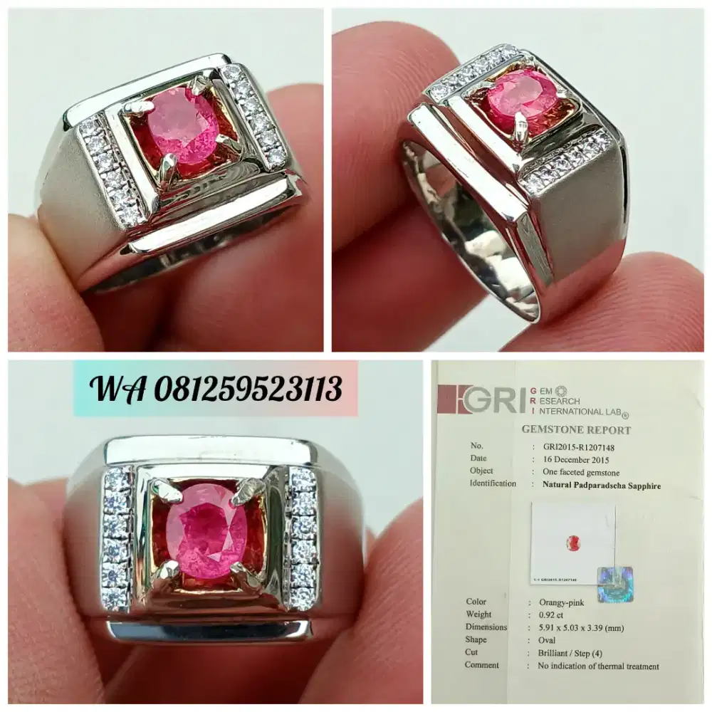 Natural Padparadscha Sapphire 0.92cts Serty GRI