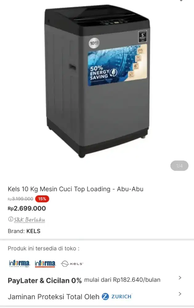 Kels mesin cuci top load