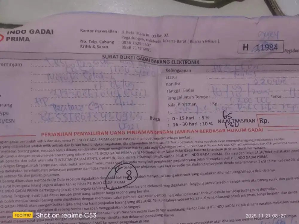 Dijual atau dimaharin hp realme c71