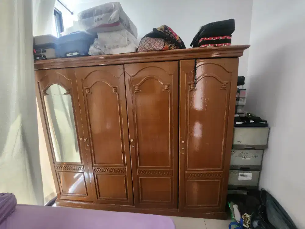 Lemari Baju Kayu Jati Asli + Meja Rias