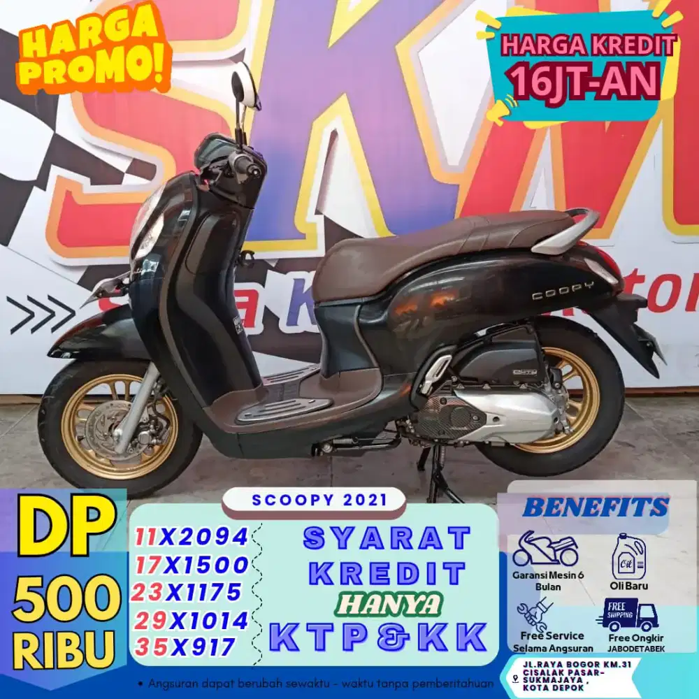 ( scoopy tahun 2021 dp:500 syarat kk dan KTP