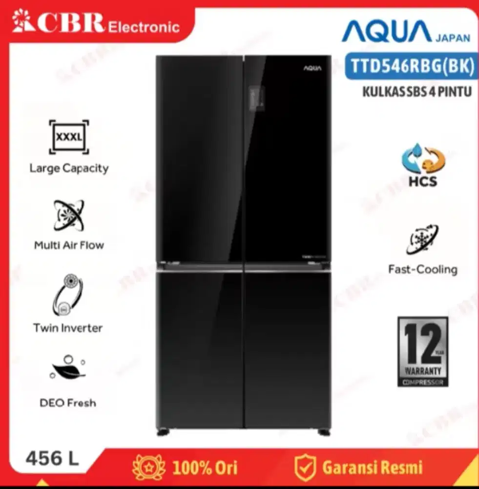 Kulkas Aqua 4 pintu inventer( masih garansi )
