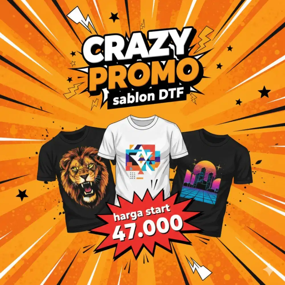 Sablon kaos sablon DTF kaos cotton combed 30S 24S