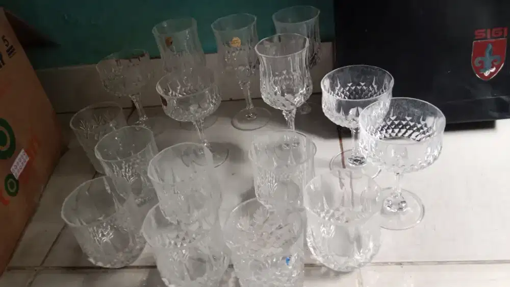 Paket gelas kristal jadul