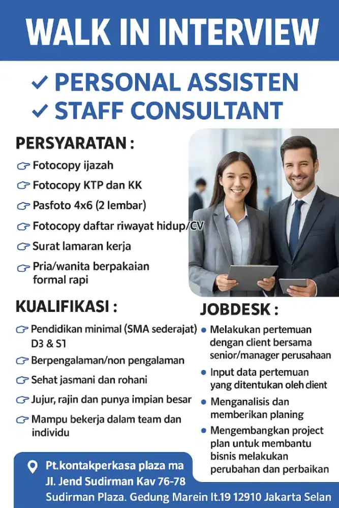 DIBUTUHKAN CEPAT !!! LOKER DIKANTOR PUSAT JAKARTA