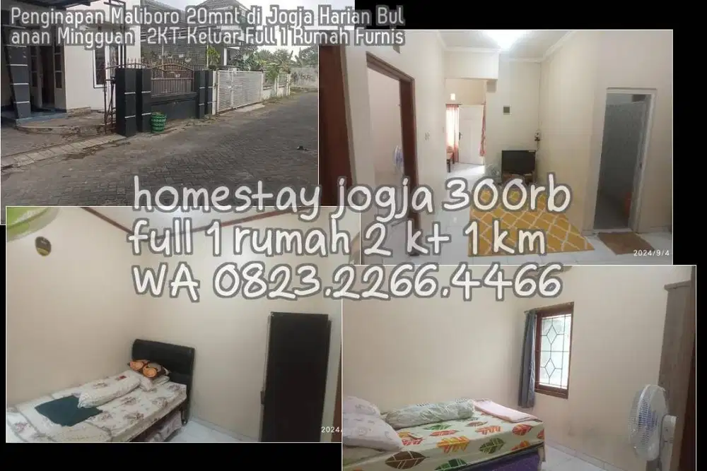 Penginapan Maliboro 20mnt di Jogja Harian Bulanan Mingguan  2KT Keluar
