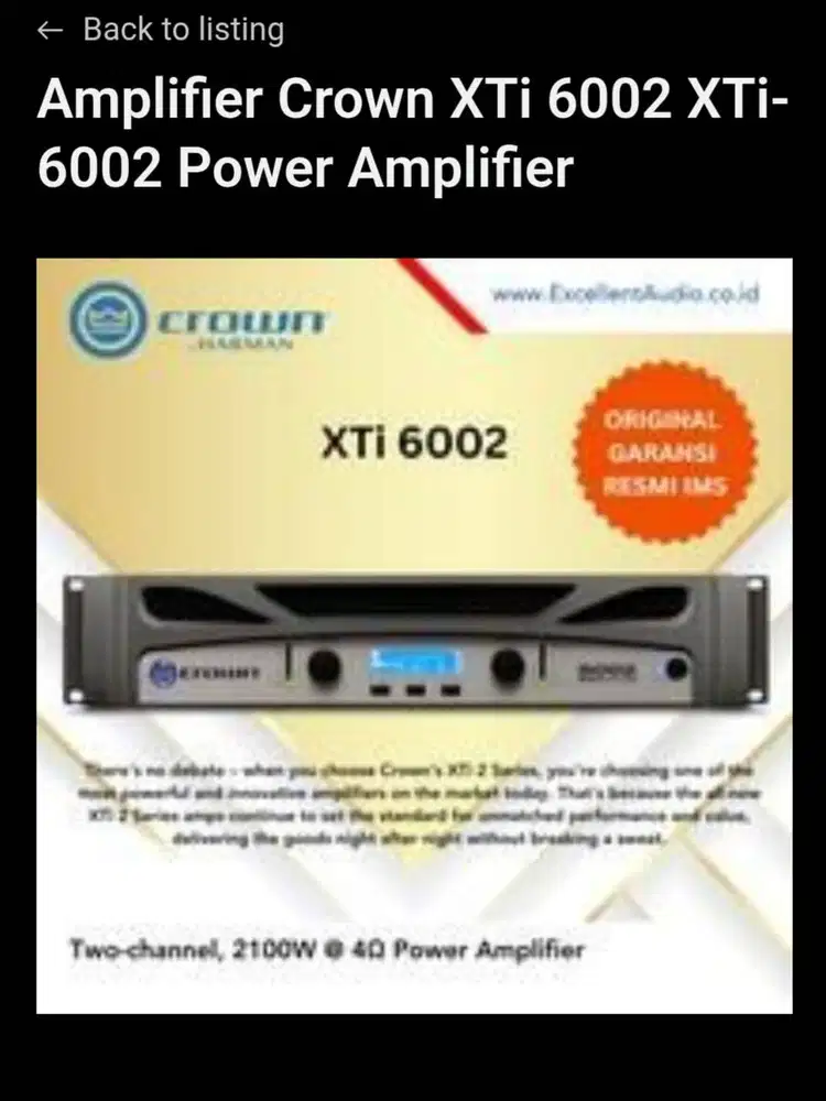 DIJUAL AMPLIFIER CROWN XTi 6002
