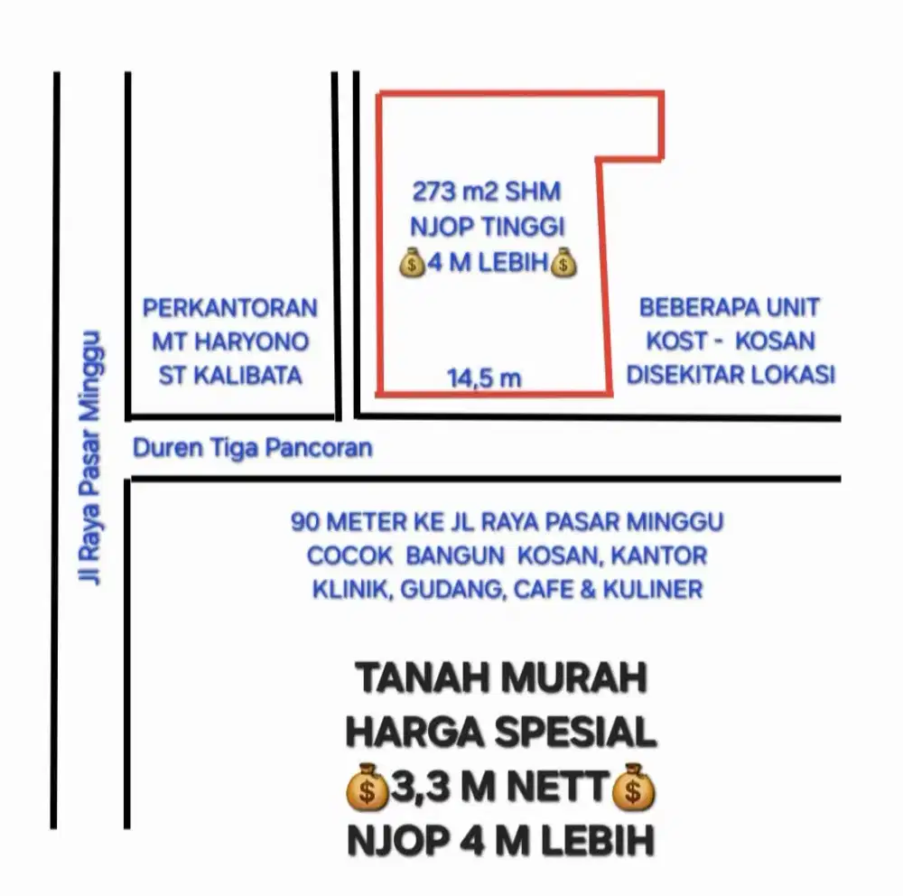 TANAH SUPER MURAH DIBAWAH NJOP DUREN TIGA PANCORAN JAKARTA SELATAN