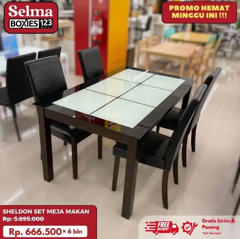 Meja makan set kaca