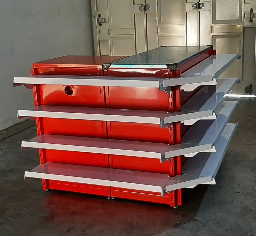 MEJA KASIR SUDUT ALFA BAHAN PLAT BESI MODERN HARGA MURAH