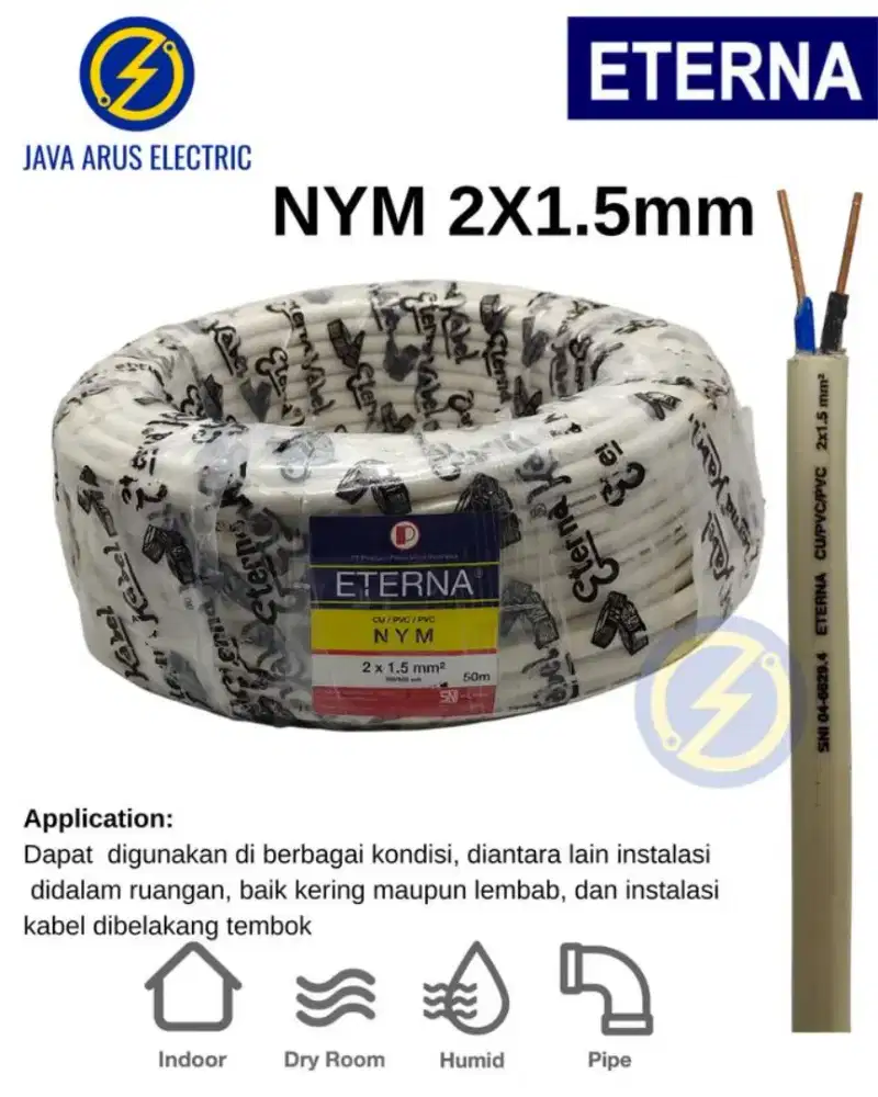 DIJUAL KABEL ETERNA KABEL TUNGGAL TEMBAGA MURNI 43,5 METER KONDISI BAR