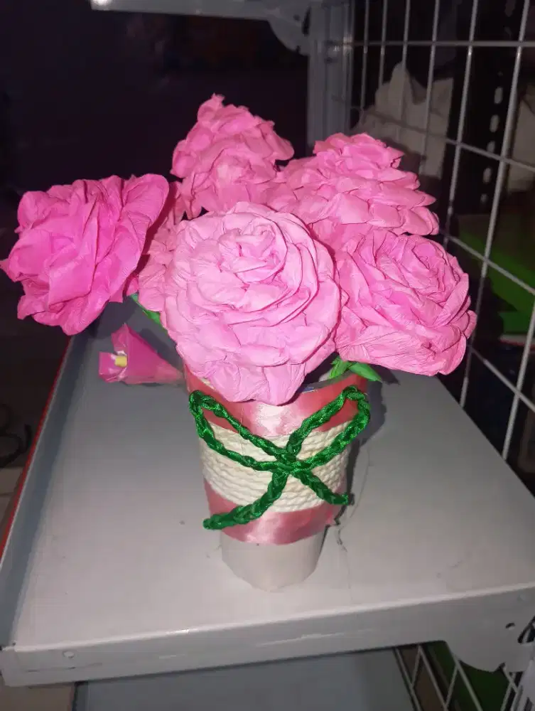 bunga beserta vas handmade DIY