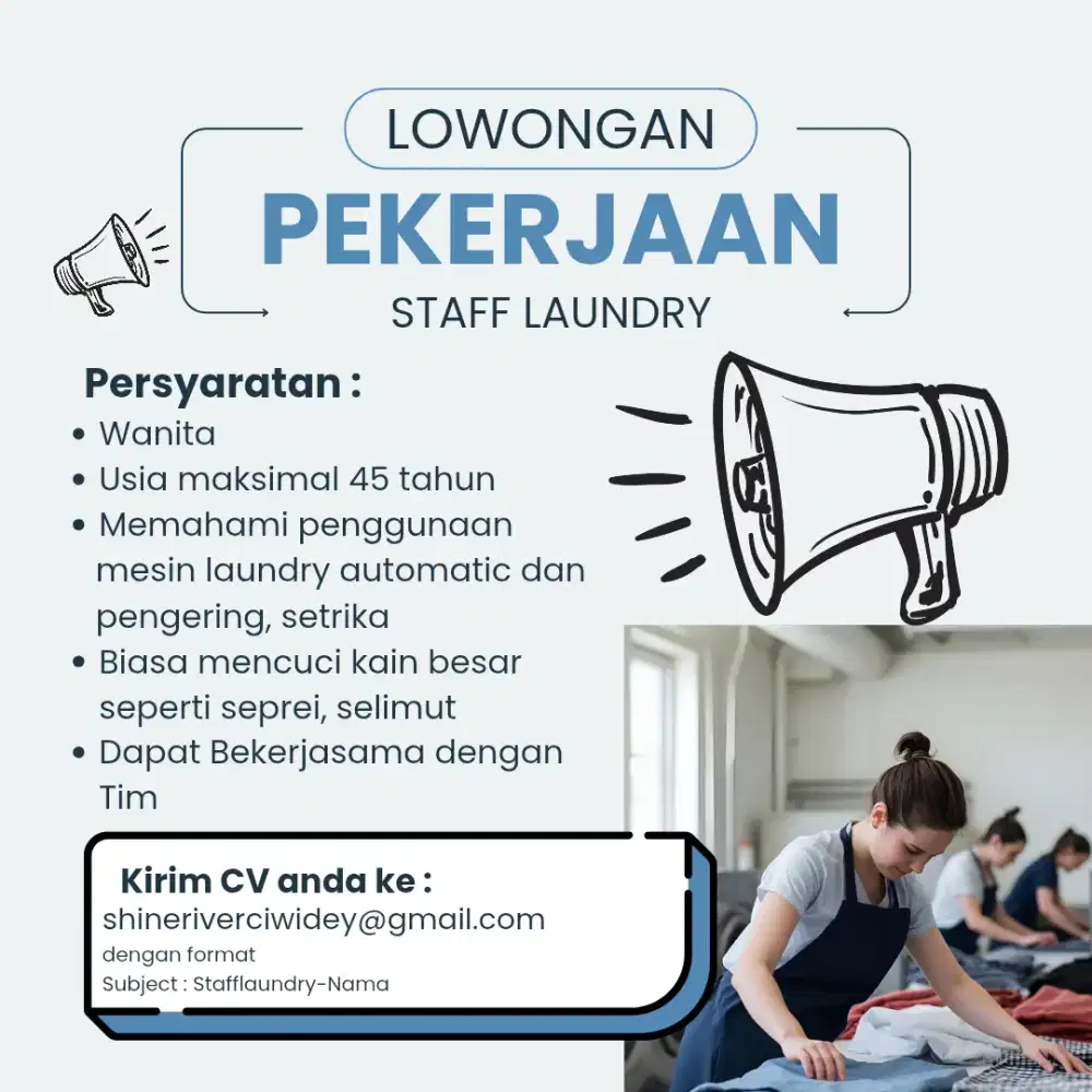Dibutuhkan staff laundry