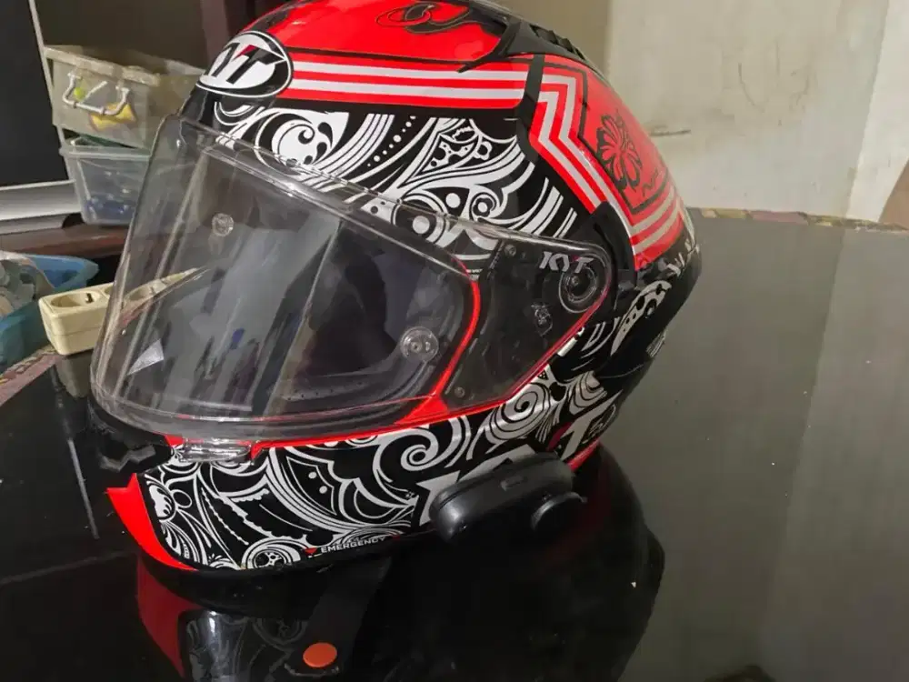 Dijual helm second KYT NFR motif steel flower red + Parani M10 v2.0
