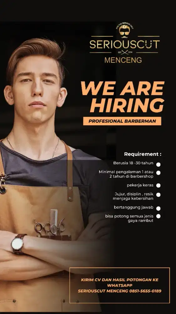 Lowongan BARBERMAN atau kapster