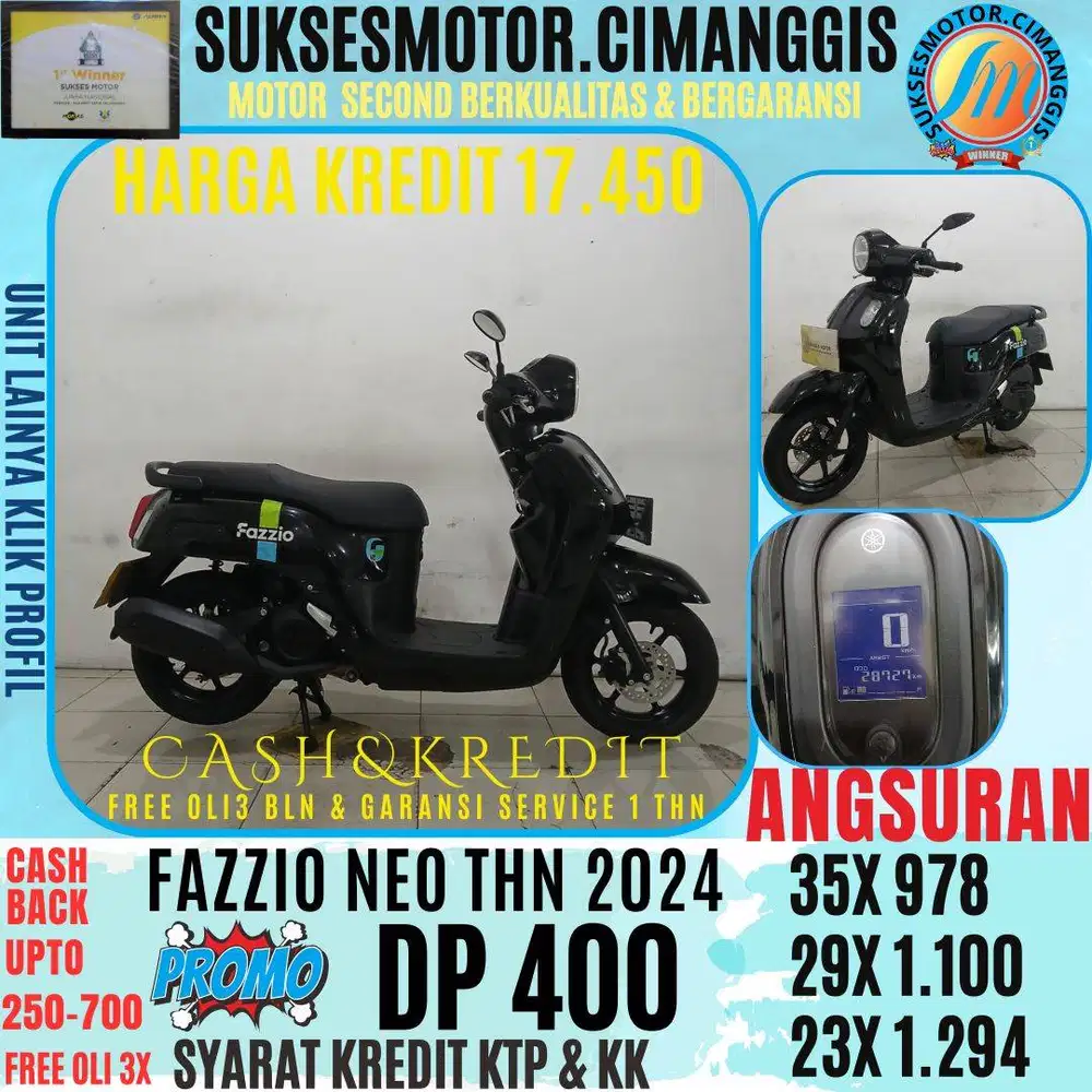 DP 400 FAZZIO NEO CASHBACK UPTO 700 RIBUAN FREE OLI 3 X BERGARANSI