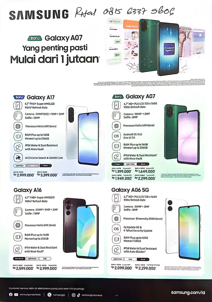 Samsung A07, A17, A26, A36, A56