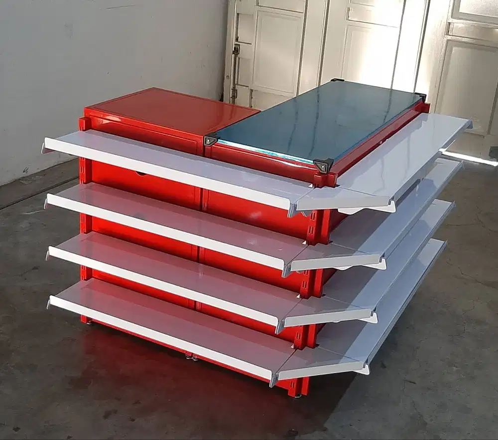 MEJA KASIR SUDUT ALFA BAHAN FULL PLAT BESI HARGA TERJANGKAU