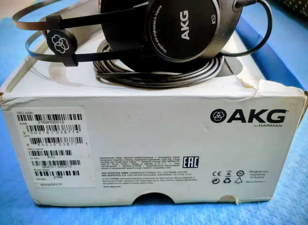 Headphone monitor AKG original K52 headset kabel flat recording