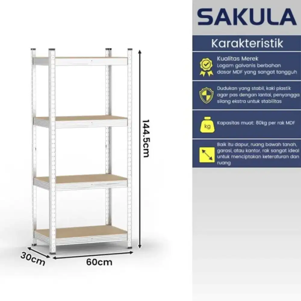 Rak Besi 4L 60*30*144,5 Rak Susun Rak Siku Galvanis