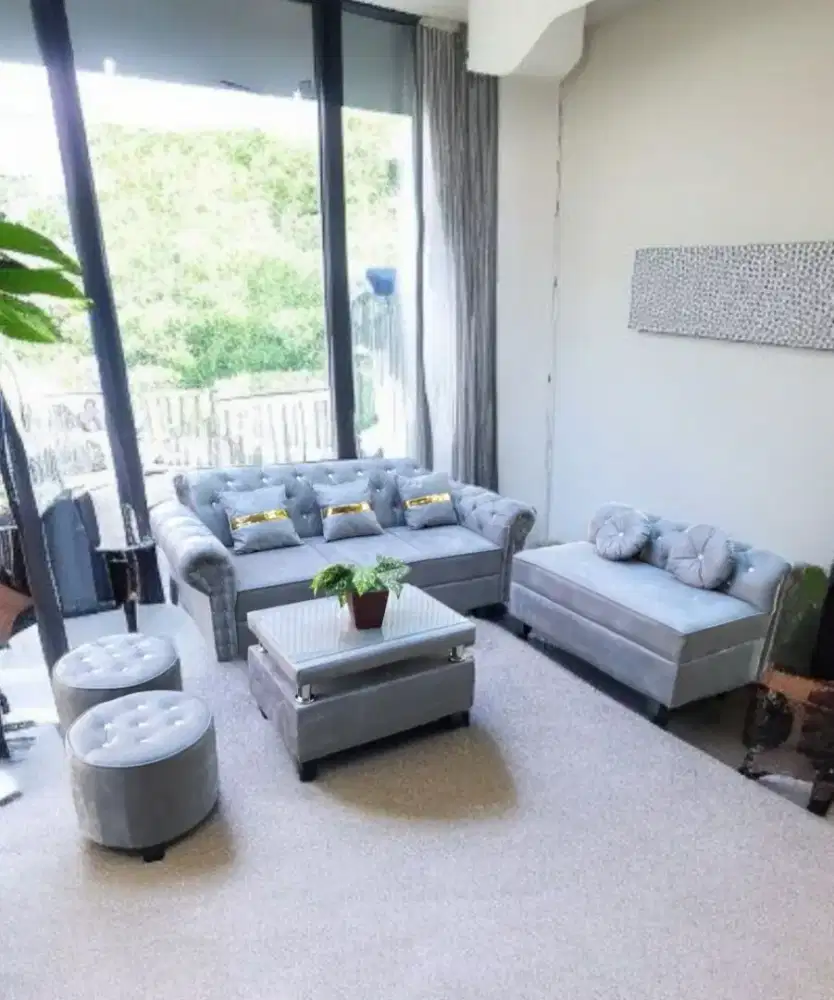 Sofa sudut kancing murah +2 puk murah