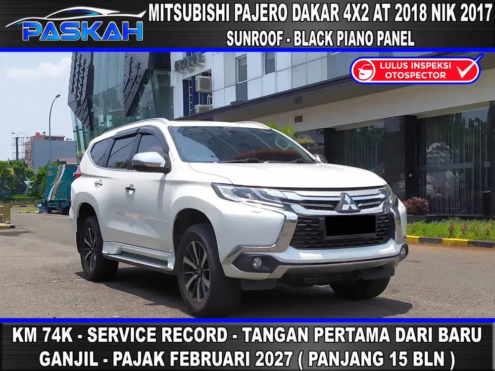 SUNROOF Bunga=5% GANJIL PAJAK=1Tahun Km=74K Pajero Dakar 2018 Nik 2017