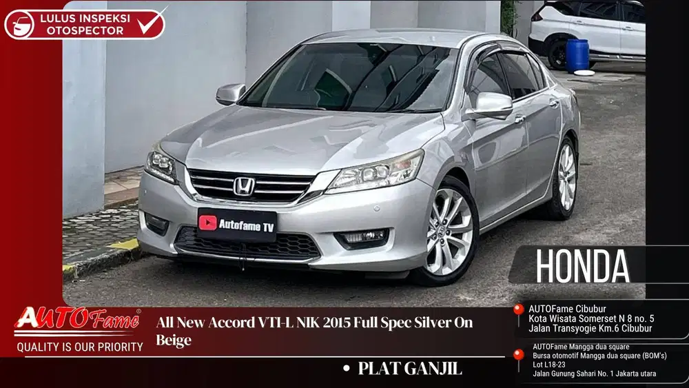 Honda All New Accord VTI-L NIK 2015 Full Spec Silver On Beige