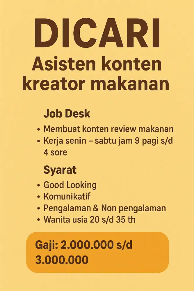 Lowongan kerja buat wanita