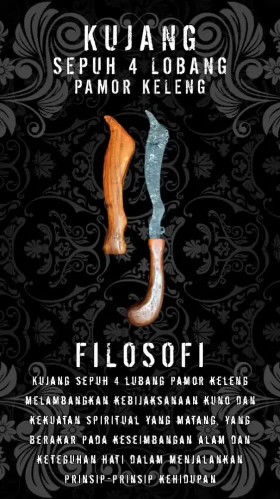Kujang sepuh 4 lobang pamor keleng