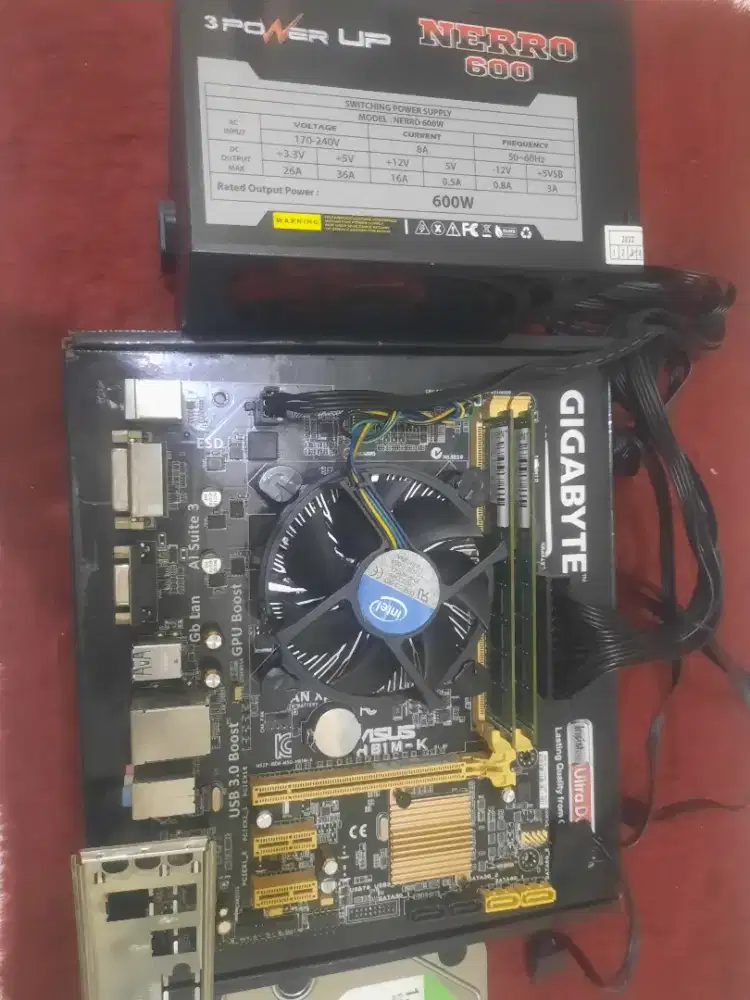 1-Paket Lengkap(Mobo H81-intel Core,i3Gen4)Ram16gb/Hd-1TB/PSU-600W Nml