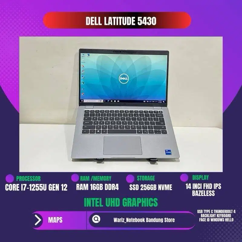 DELL LATITUDE 5430 CORE I7-1255U GEN 12 RAM 16GB SSD 256GB 14in FHD IP