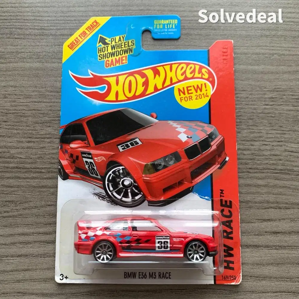 Hot Wheels BMW E36 M3 Race US Card 2014 Merah – Baru
