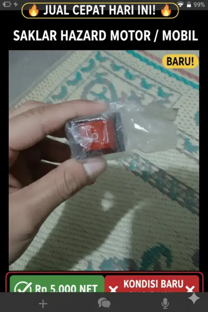 SAKLAR BARU! Rp 5 Ribu! Cocok Buat Lampu Hazard Motor