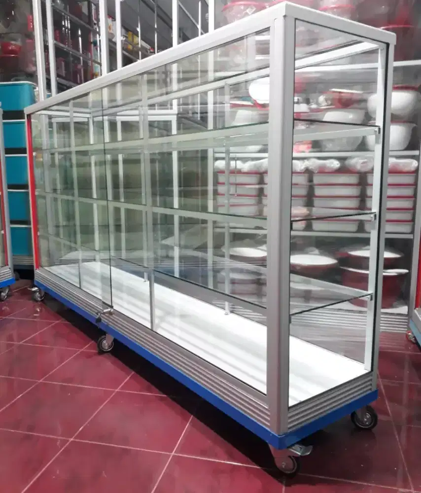 Etalase 2Mx1M Lengkap Pakai Roda & Kunci