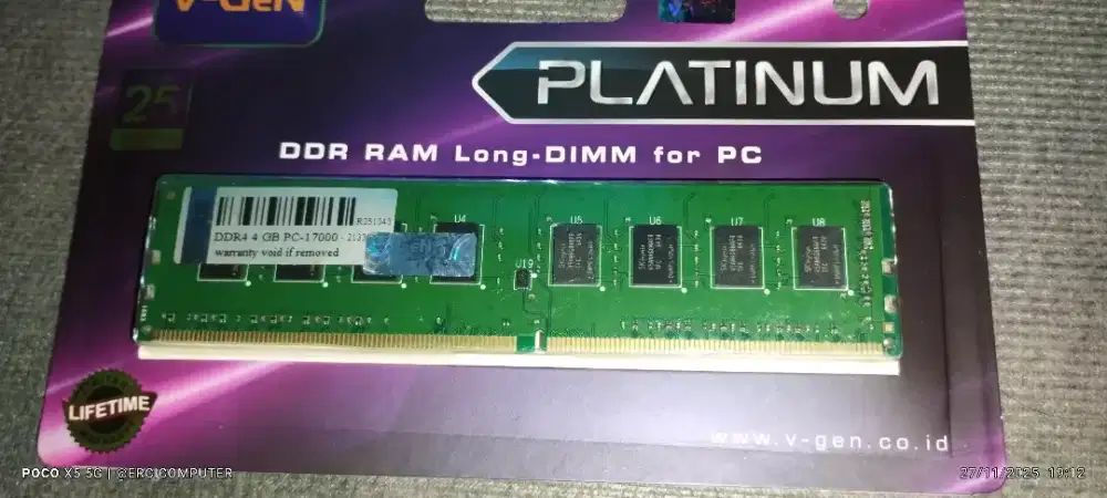 V-Gen Platinum Long-DIMM for PC DDR4 4 GB  PC 1700, satuan @ Rp 435k.