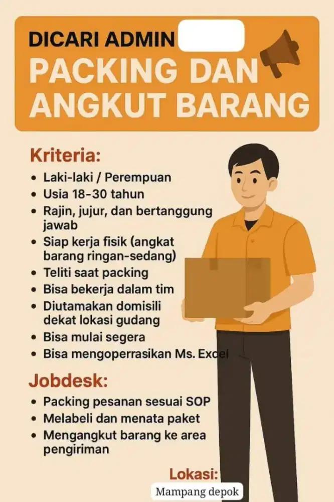 Admin packing Dan angkut
