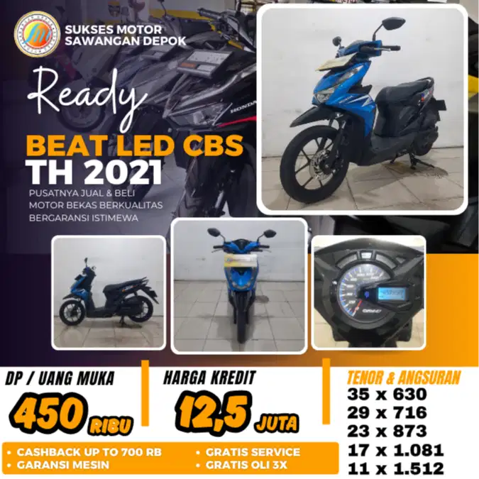 DP CICILAN MURAH HONDA BEAT LED CBS TH 2021 UNIT ISTIMEWA BERGARANSI