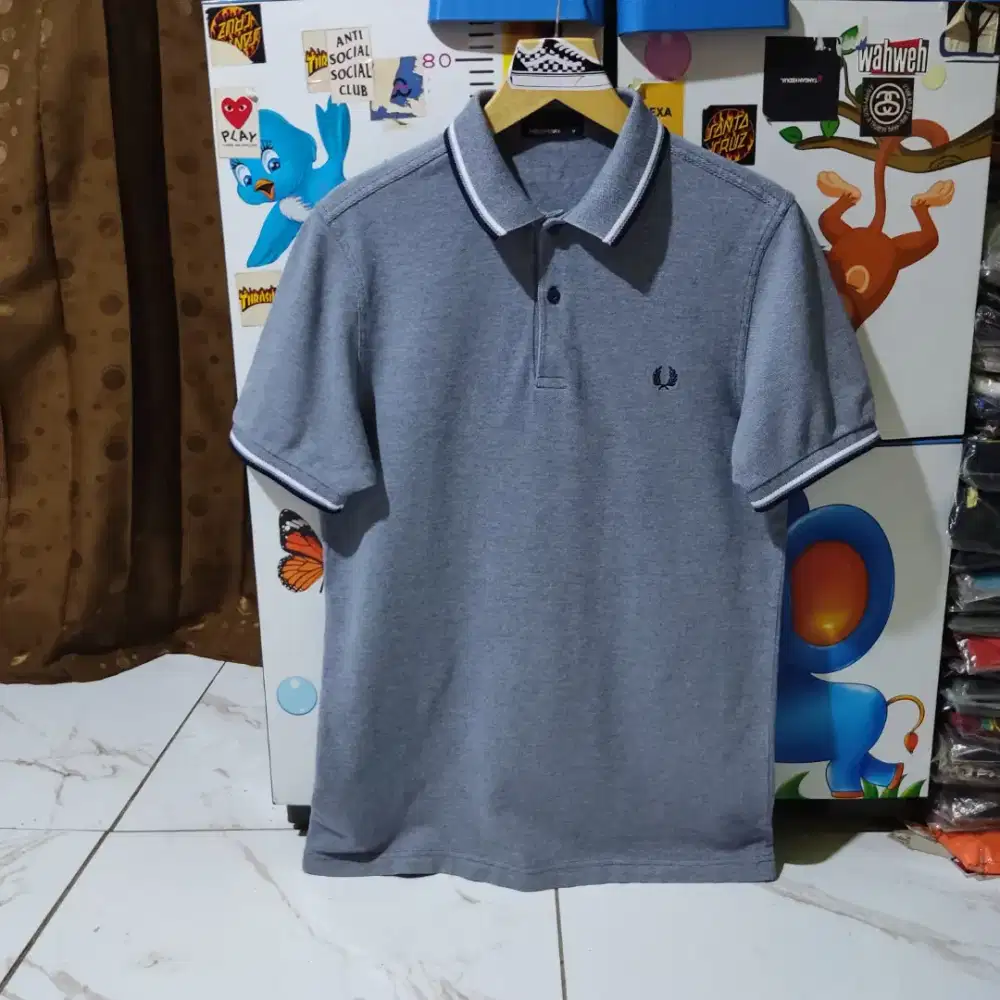 Kaos polo shirt Street Wear FRED PERRY Grey twin tipped Size M