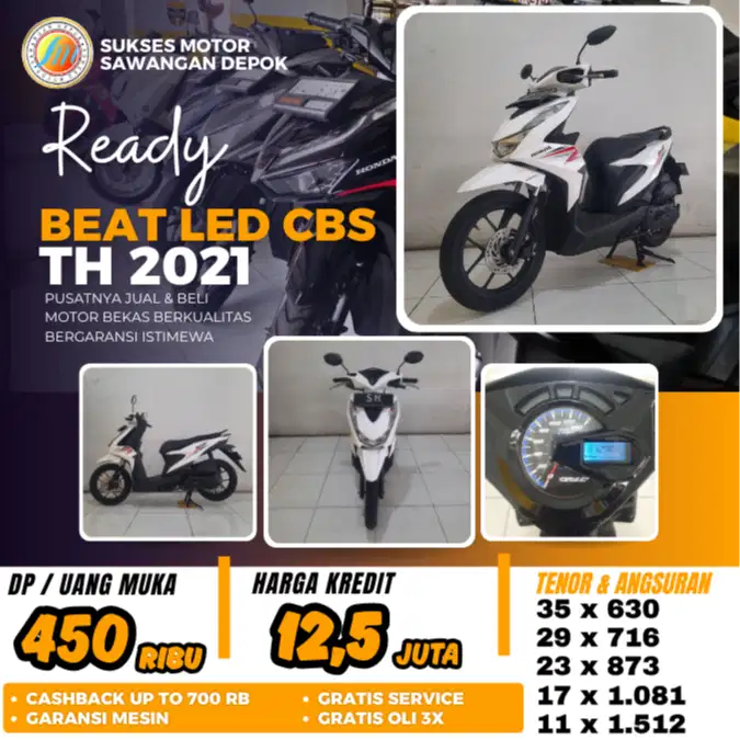 DP CICILAN MURAH HONDA BEAT LED CBS TH 2021 UNIT ISTIMEWA BERGARANSI