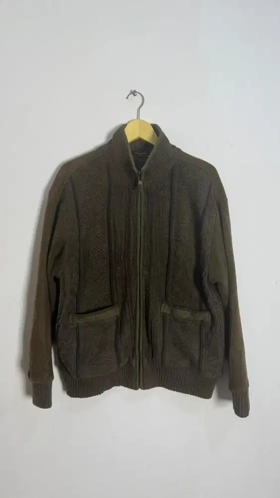 Jaket ZEALZIP Rajut & Fleece (Dark Olive)