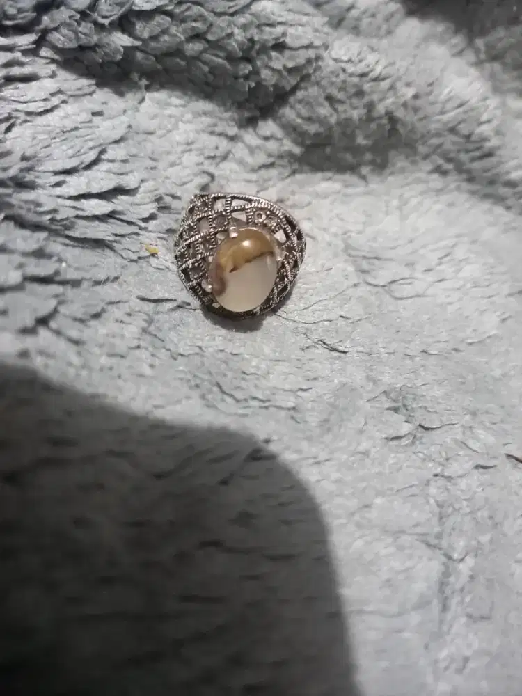 Cincin Perak kadar 925 Vintage Classics design dgn batu agate.